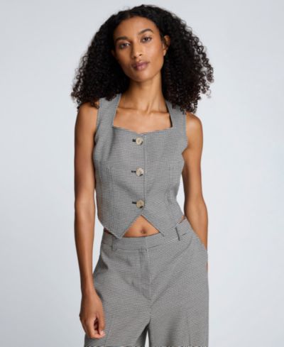 Женский жилет Kenneth Cole Houndstooth Cropped Fitted Bodice