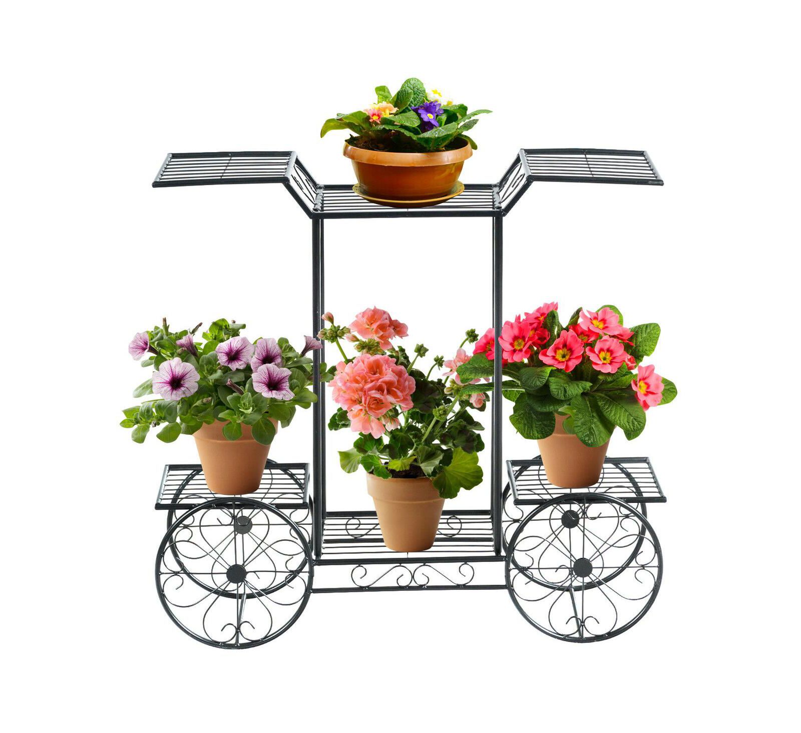 Gymax 6-Tier Garden Cart Stand Flower Rack Display Decor Flower Pot Plant Holder