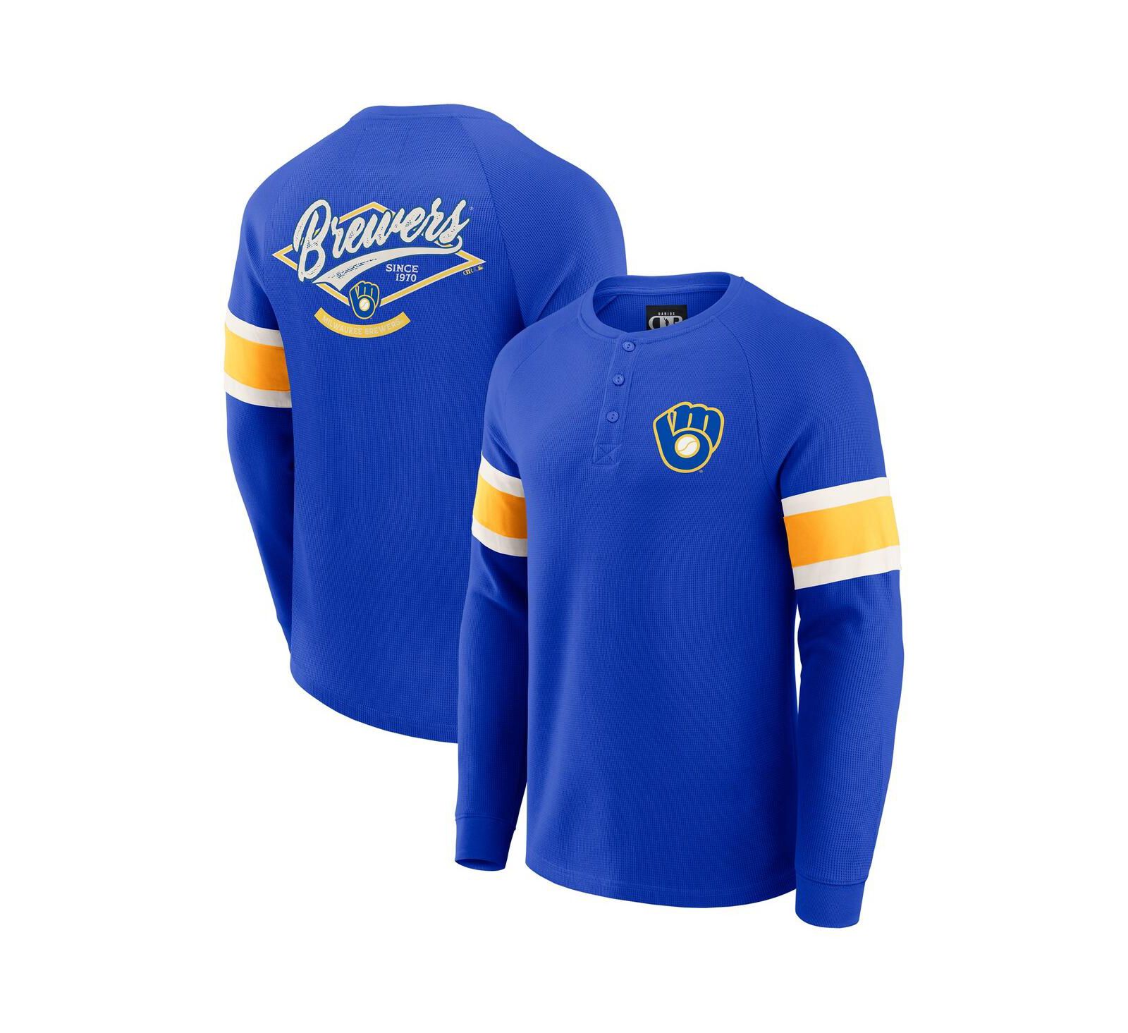 Мужская футболка Fanatics Darius Rucker Collection Milwaukee Brewers, длинный рукав, вязку waffle-knit