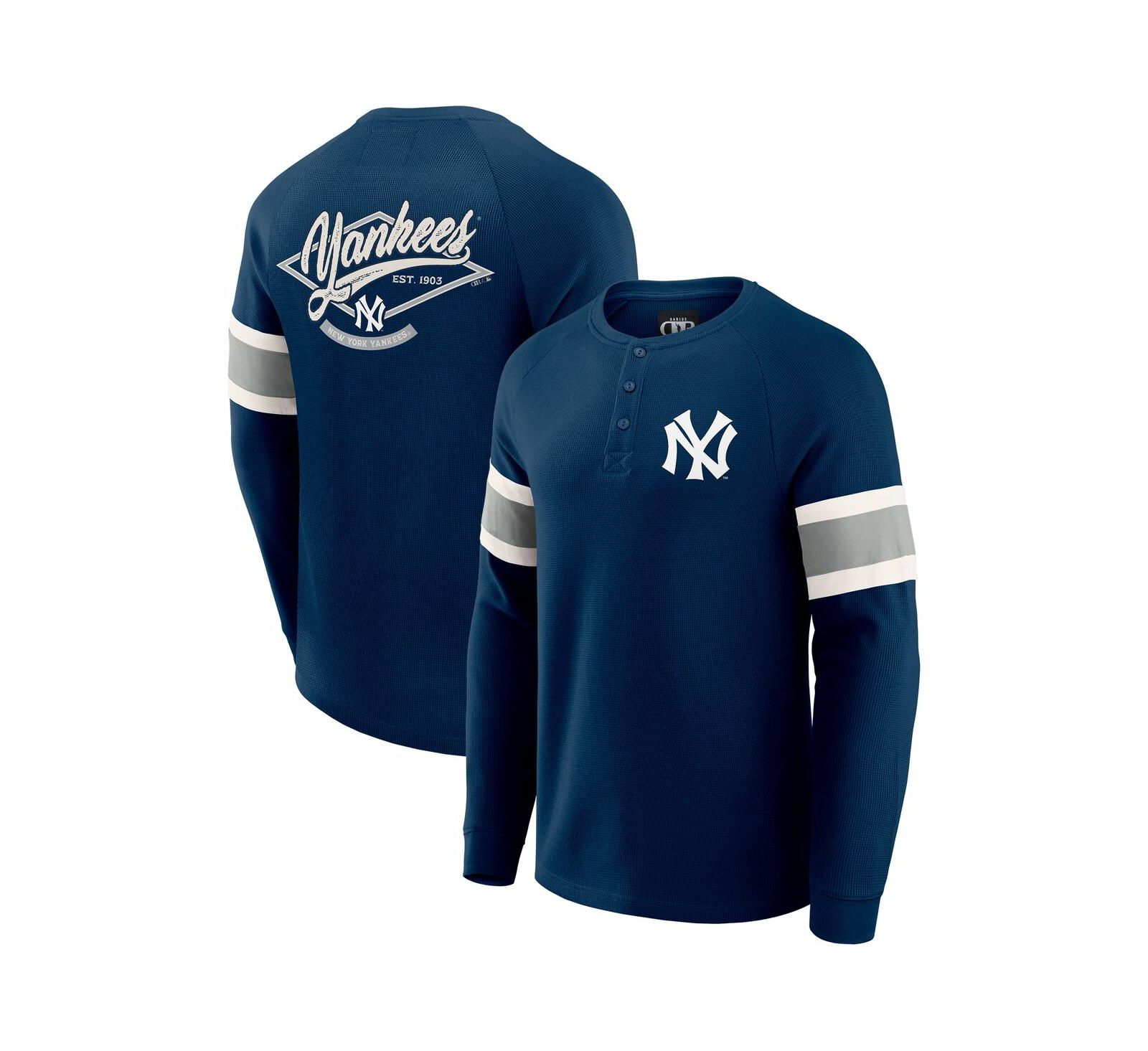 Fanatics Men's Darius Rucker Collection by Fanatics Navy New York Yankees Waffle-Knit Raglan Long Sleeve Henley T-Shirt