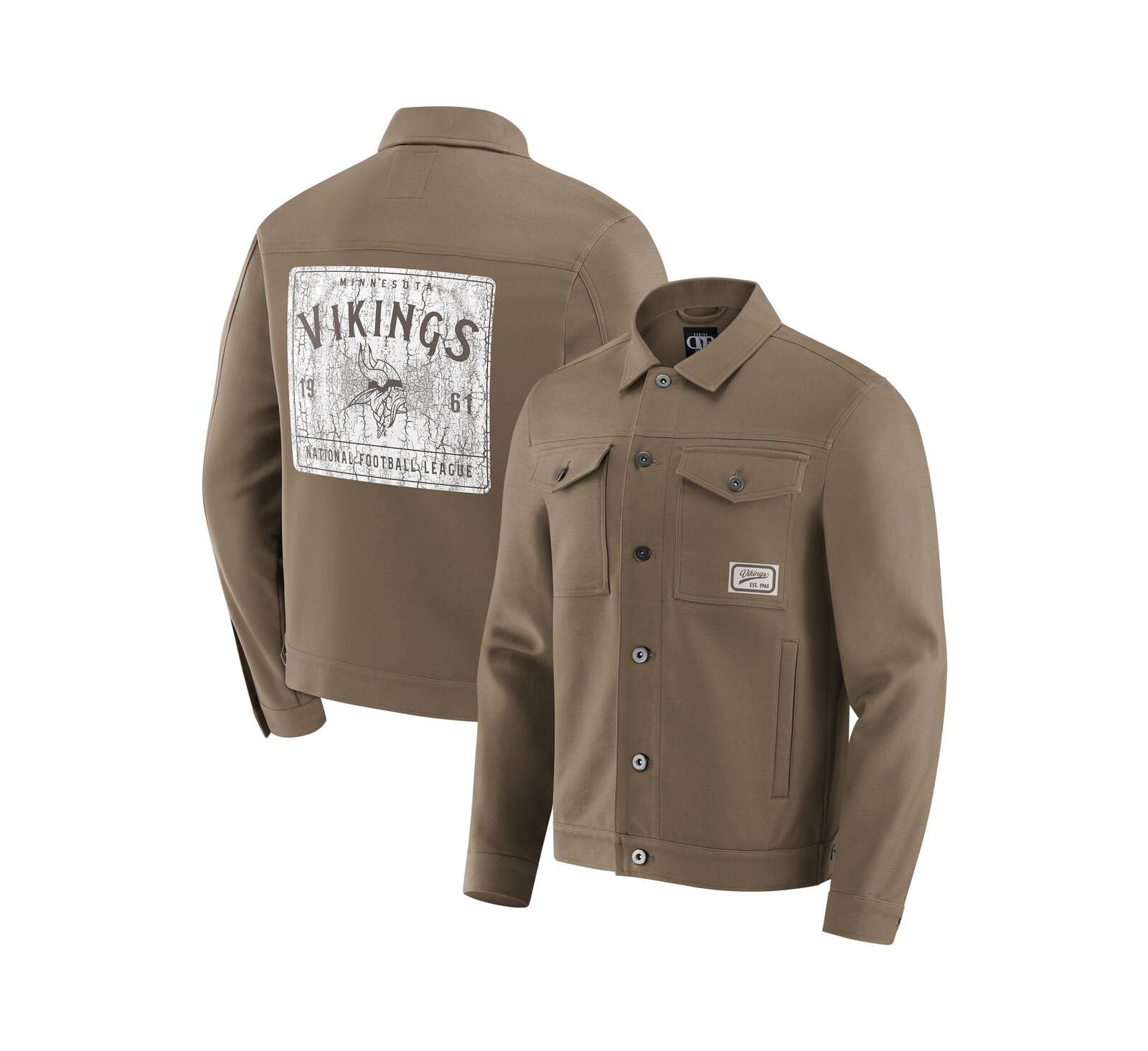 Fanatics Мужская куртка-рубашка Minnesota Vikings Trucker Full-Button, Tan