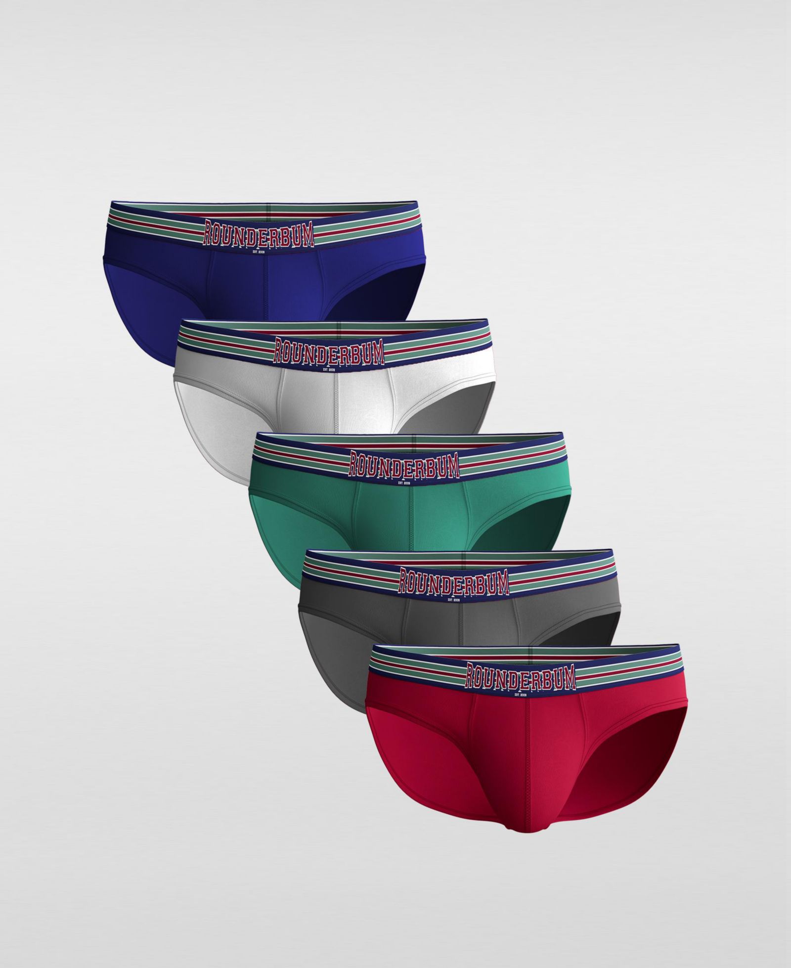Rounderbum Men's VARSITY Package Brief 5-Pack
