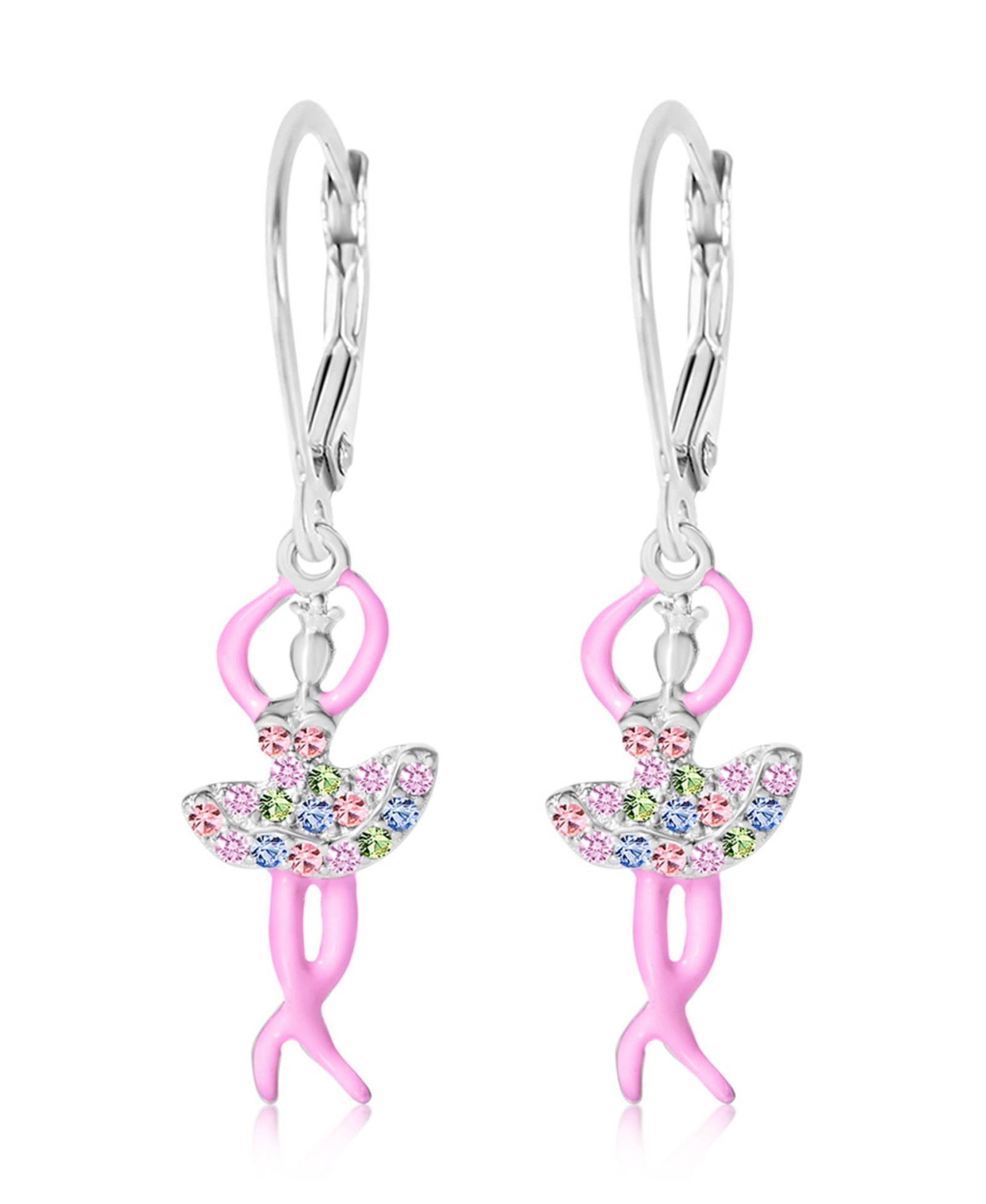 Chanteur /Girl/Balerina Crystal White Gold Palladium Plating Leverback Earring