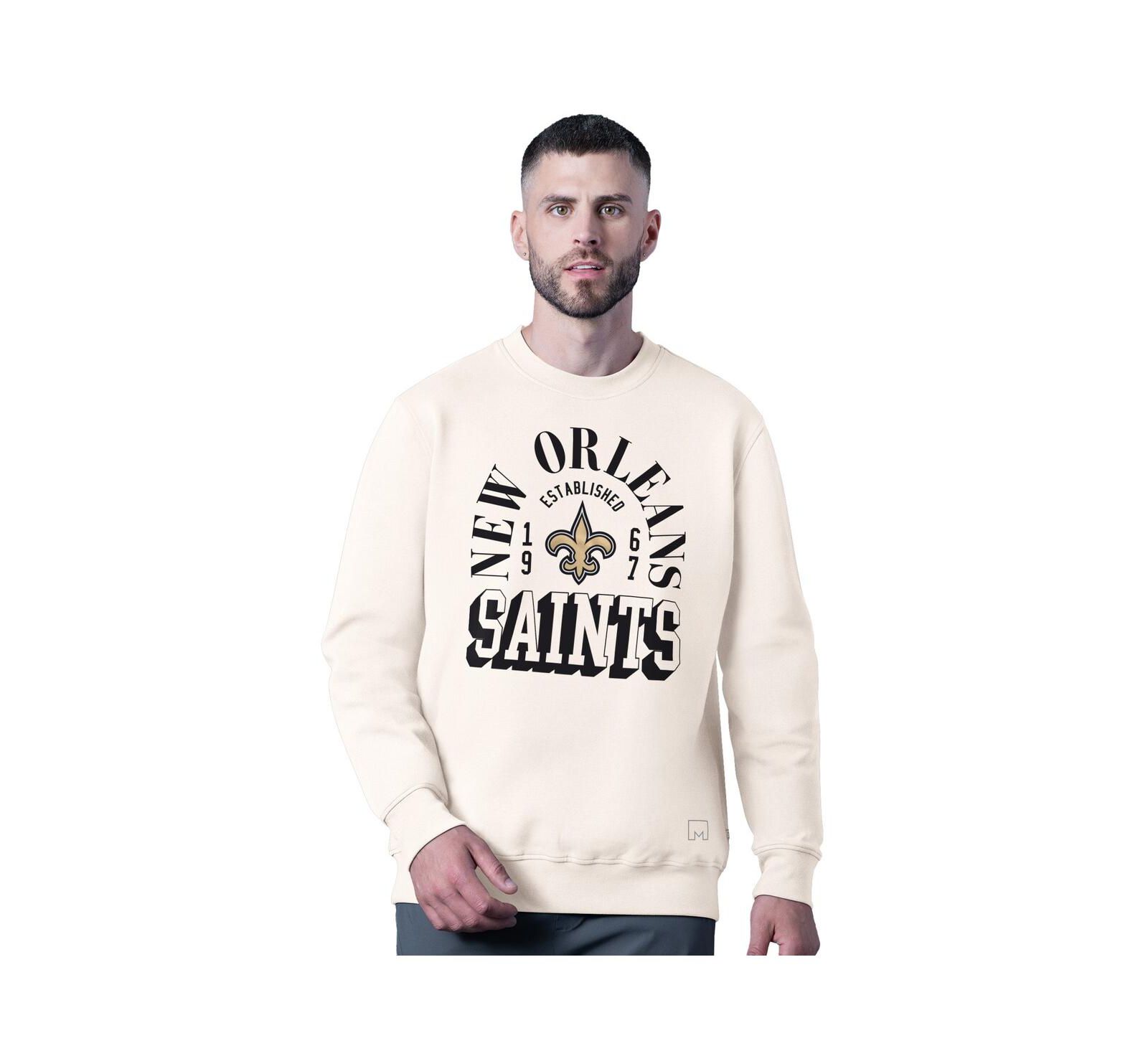 MSX by Michael Strahan Men's White New Orleans Saints Whiteout Tri-Blend Sweatshirt