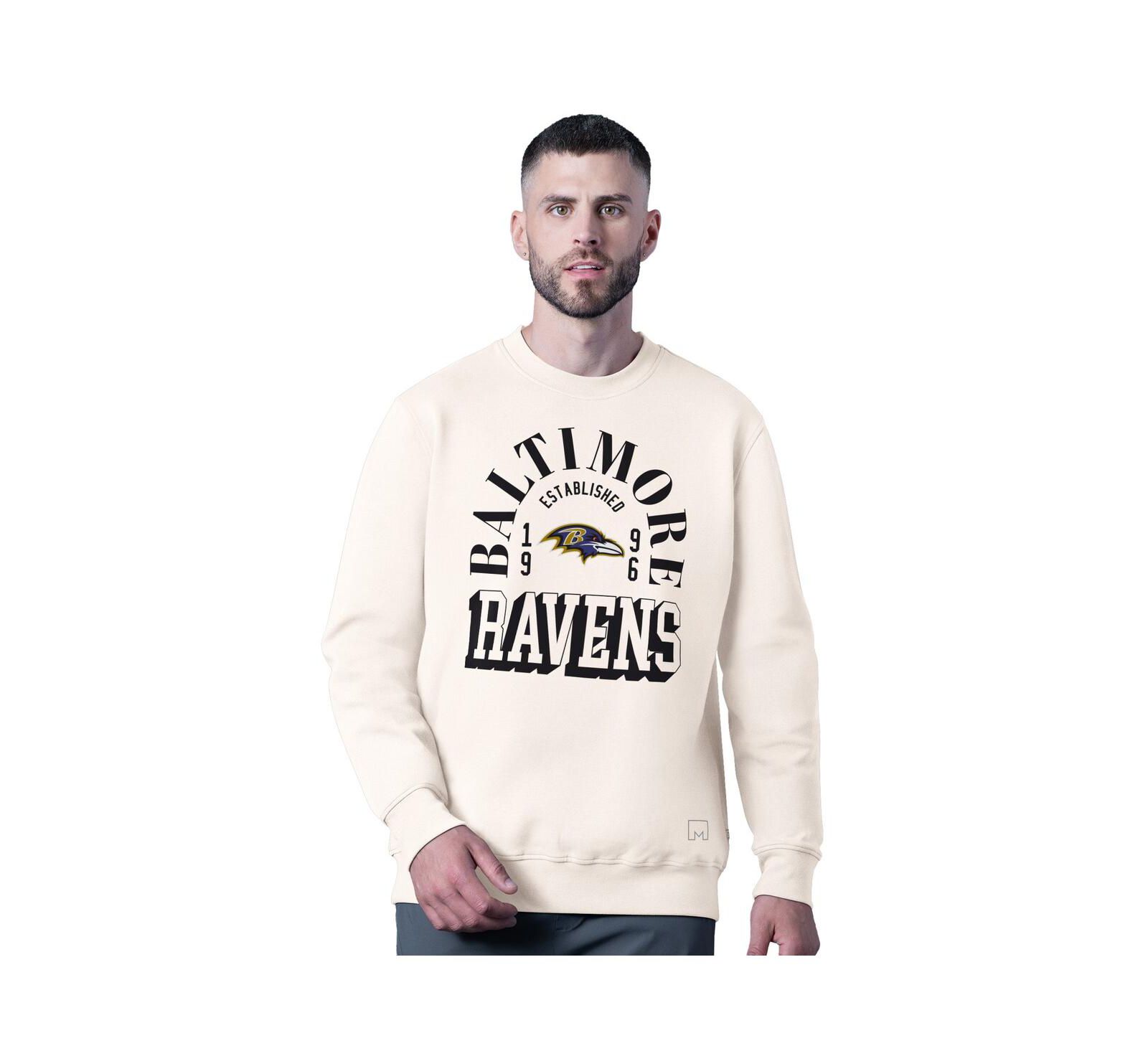 Мужской свитшот MSX by Michael Strahan White Baltimore Ravens Whiteout Tri-Blend