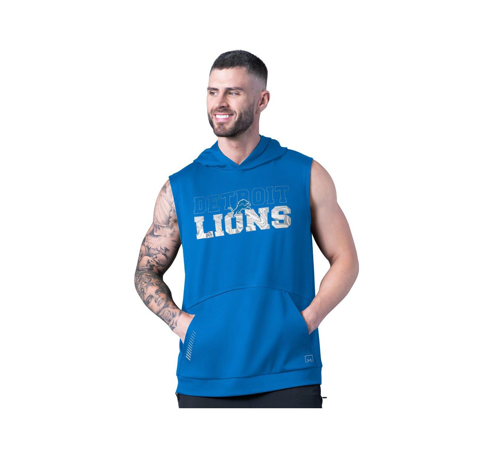 MSX by Michael Strahan Мужское худи Detroit Lions без рукавов, синее