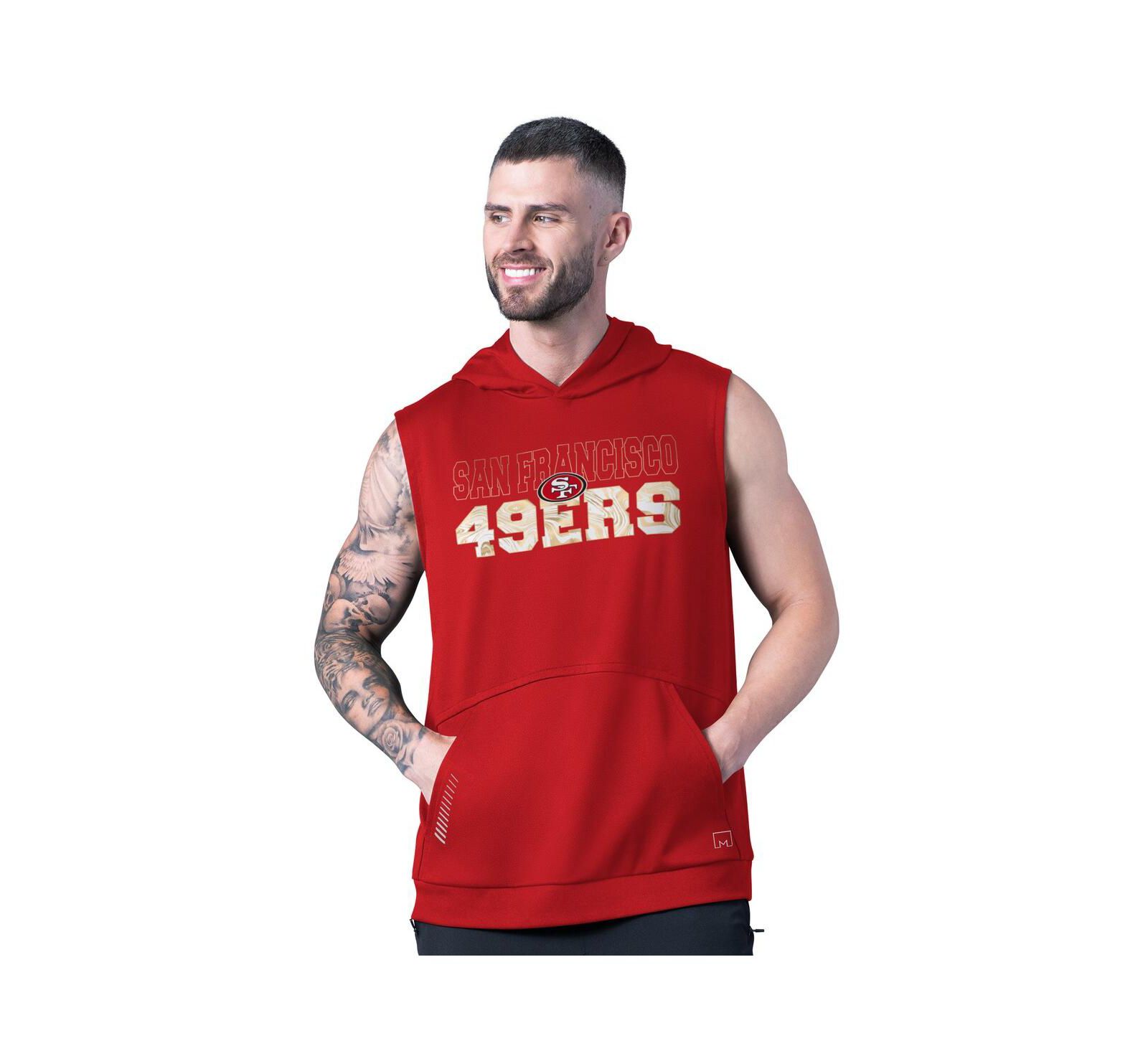 Мужской безрукавный худи MSX by Michael Strahan Scarlet San Francisco 49ers Tri-Blend Rebound