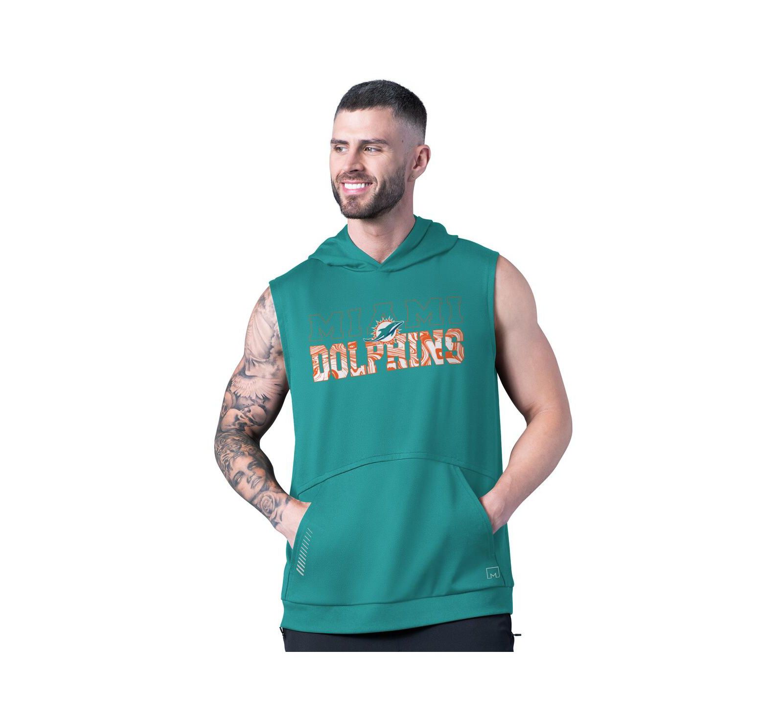 MSX by Michael Strahan Мужское безрукавное худи Miami Dolphins Aqua Tri-Blend Rebound