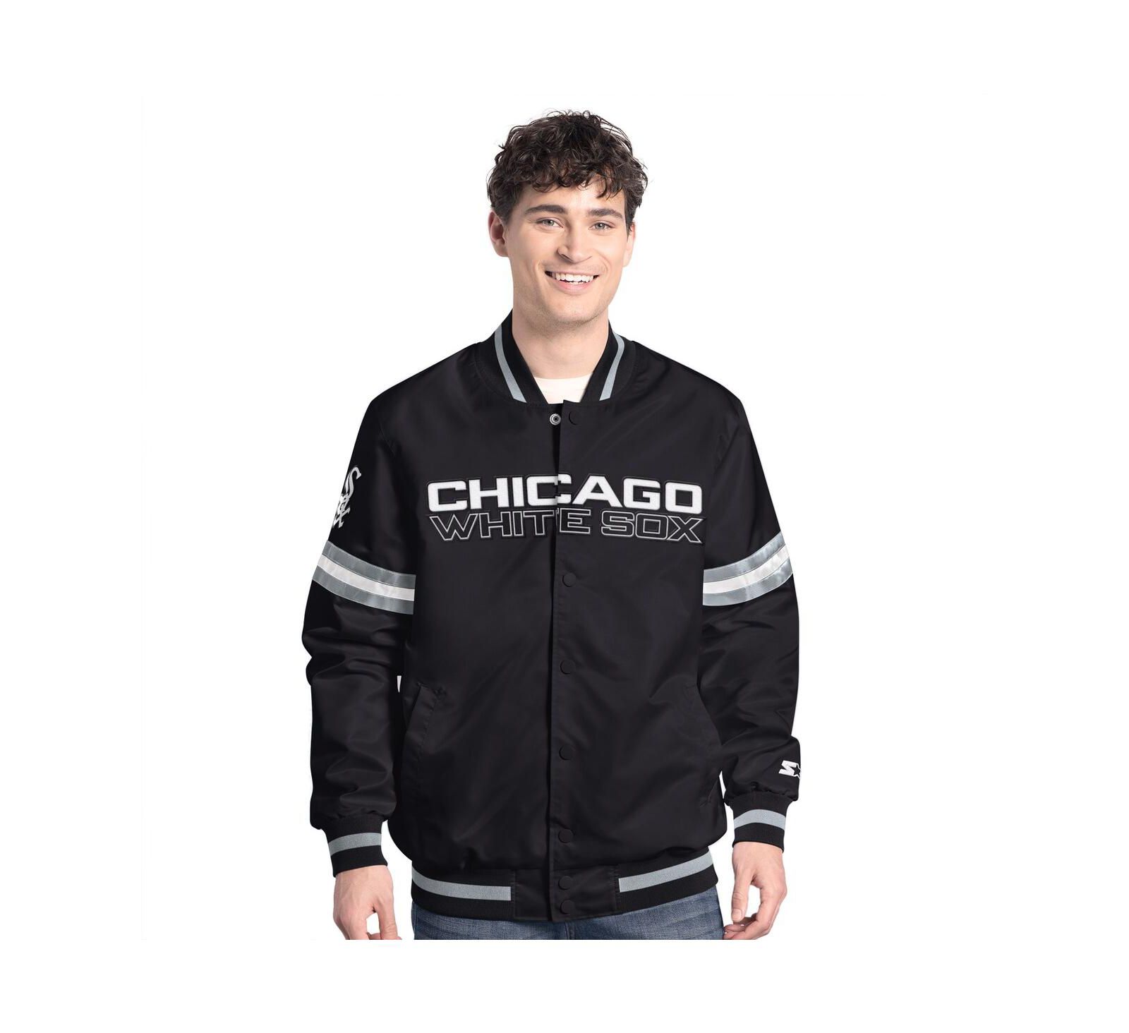 Мужская университетская куртка Starter Chicago White Sox Scout Full-Snap Varsity, черная