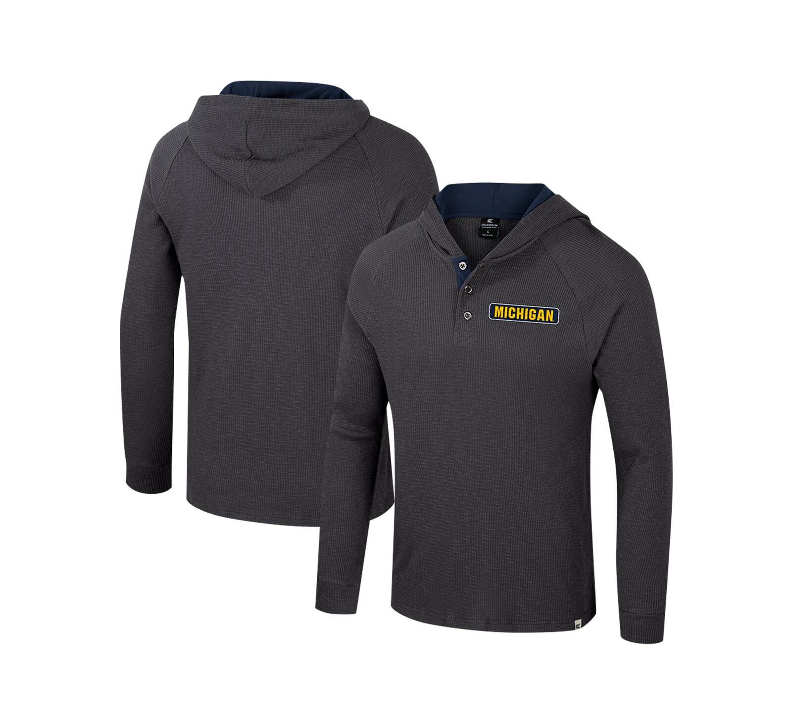 Мужское худи-поло Colosseum Michigan Wolverines Dujour Raglan с длинным рукавом