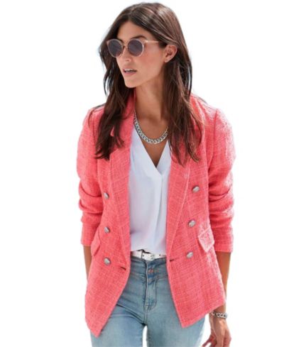 LASCANA Women's Double Breasted Boucle with Pockets Blazer