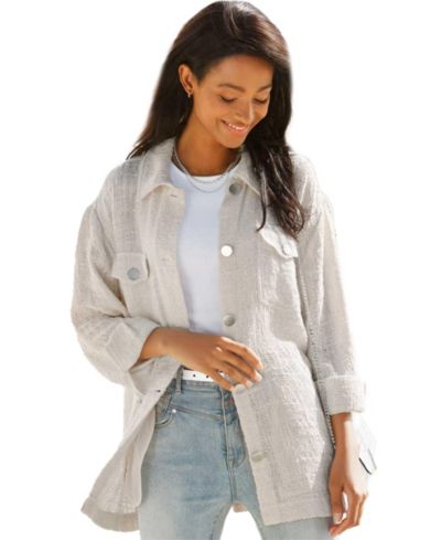 LASCANA Women's Boucle Shirt with Pockets Everyday Comfort Jacket