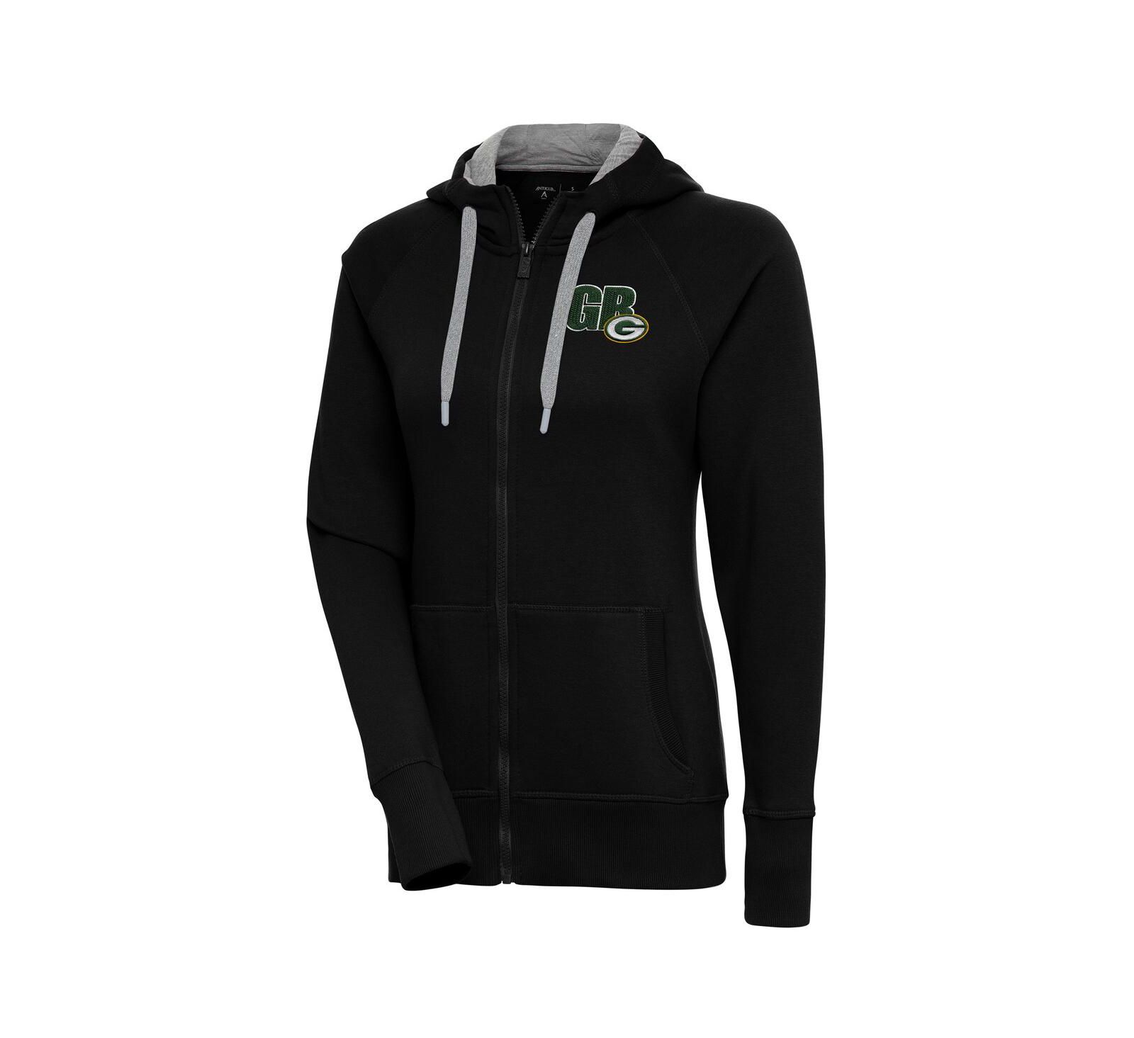 Женская толстовка Antigua Black Green Bay Packers Victory Full-Zip
