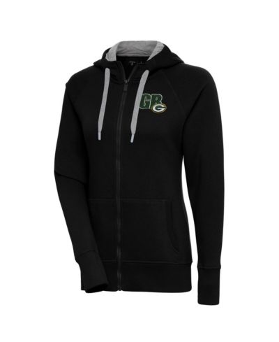 Женская толстовка Antigua Black Green Bay Packers Victory Full-Zip