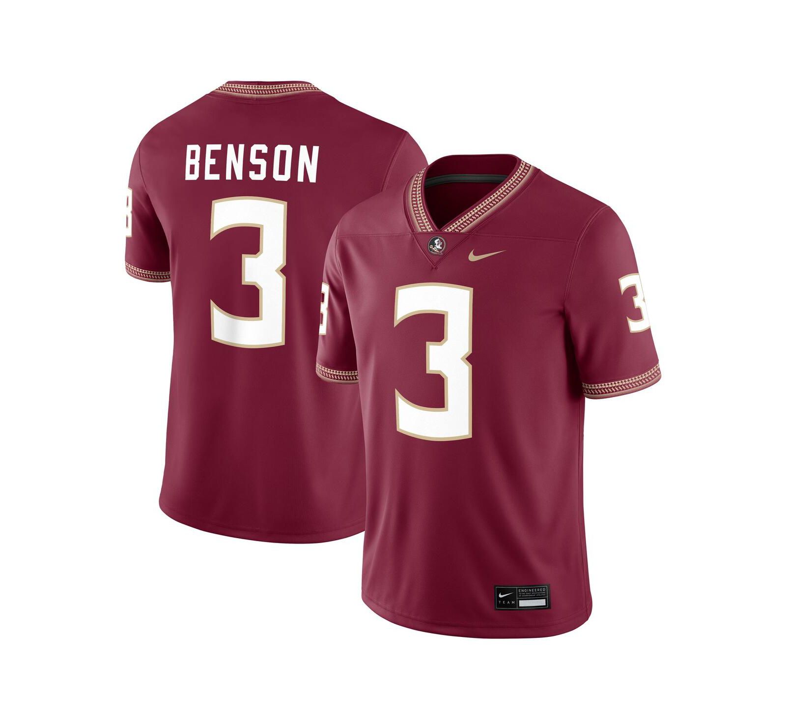 Nike Men's Trey Benson Garnet Florida State Seminoles Player Game Jersey