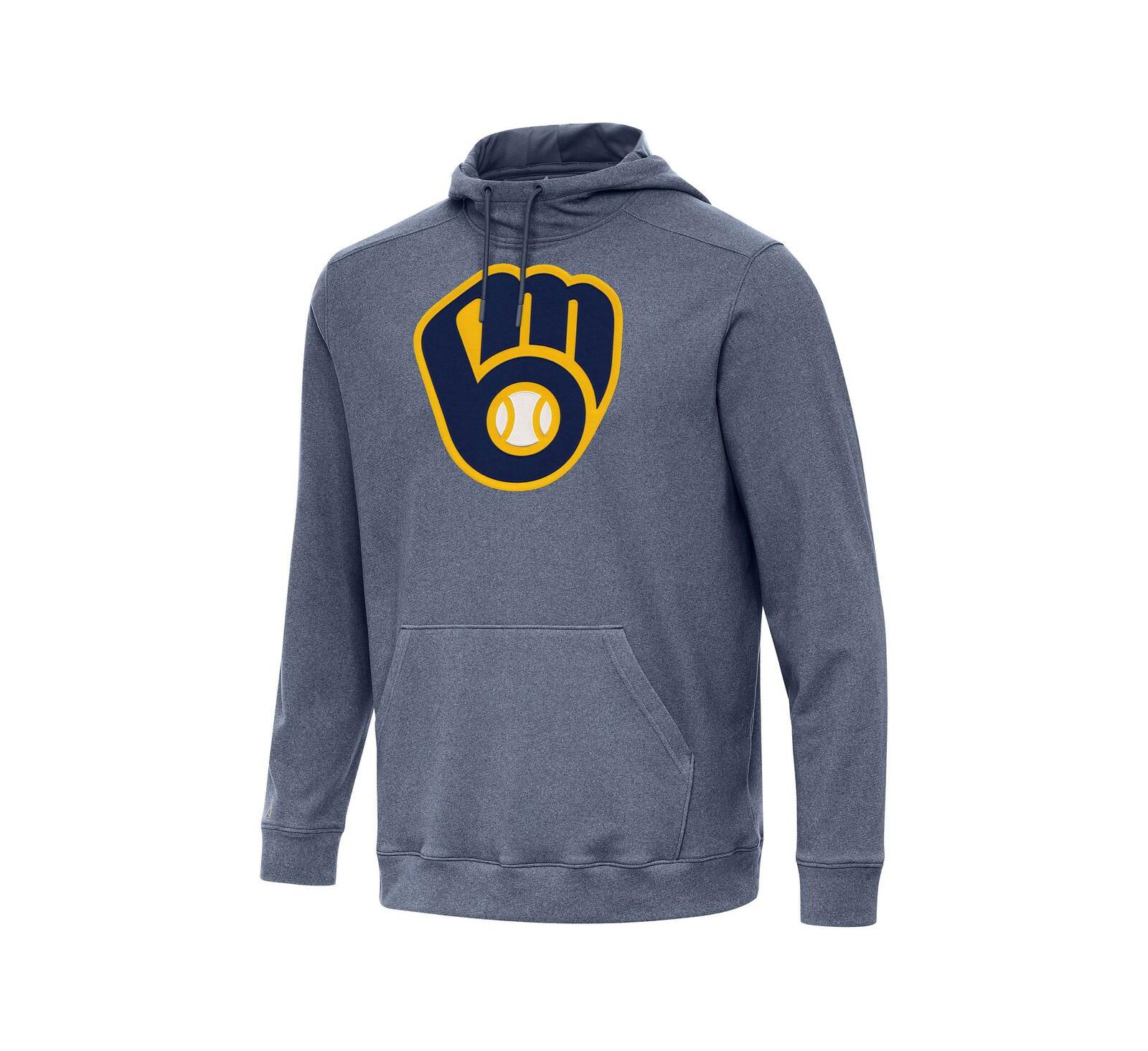 Antigua Мужское худи Antigua Heather Navy Milwaukee Brewers Cloud с накидкой