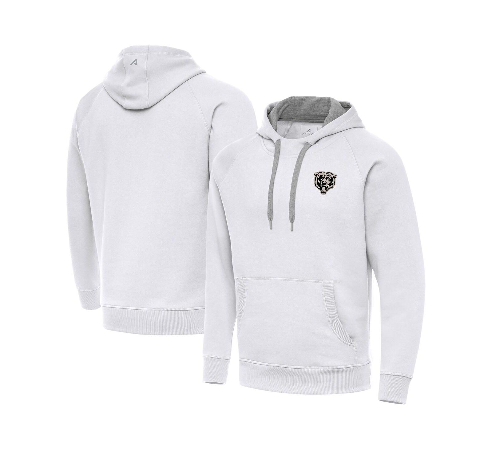 Мужское худи Antigua White Chicago Bears Brushed Carbon Victory с капюшоном