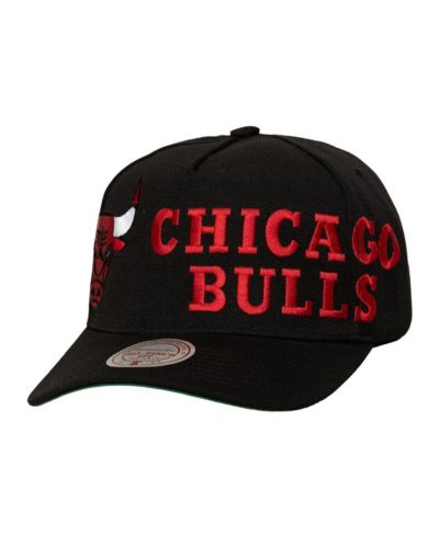 Мужская бейсболка Mitchell & Ness Black Chicago Bulls Busted Logo Wordmark Wrap-Around Pro Pinch Adjustable
