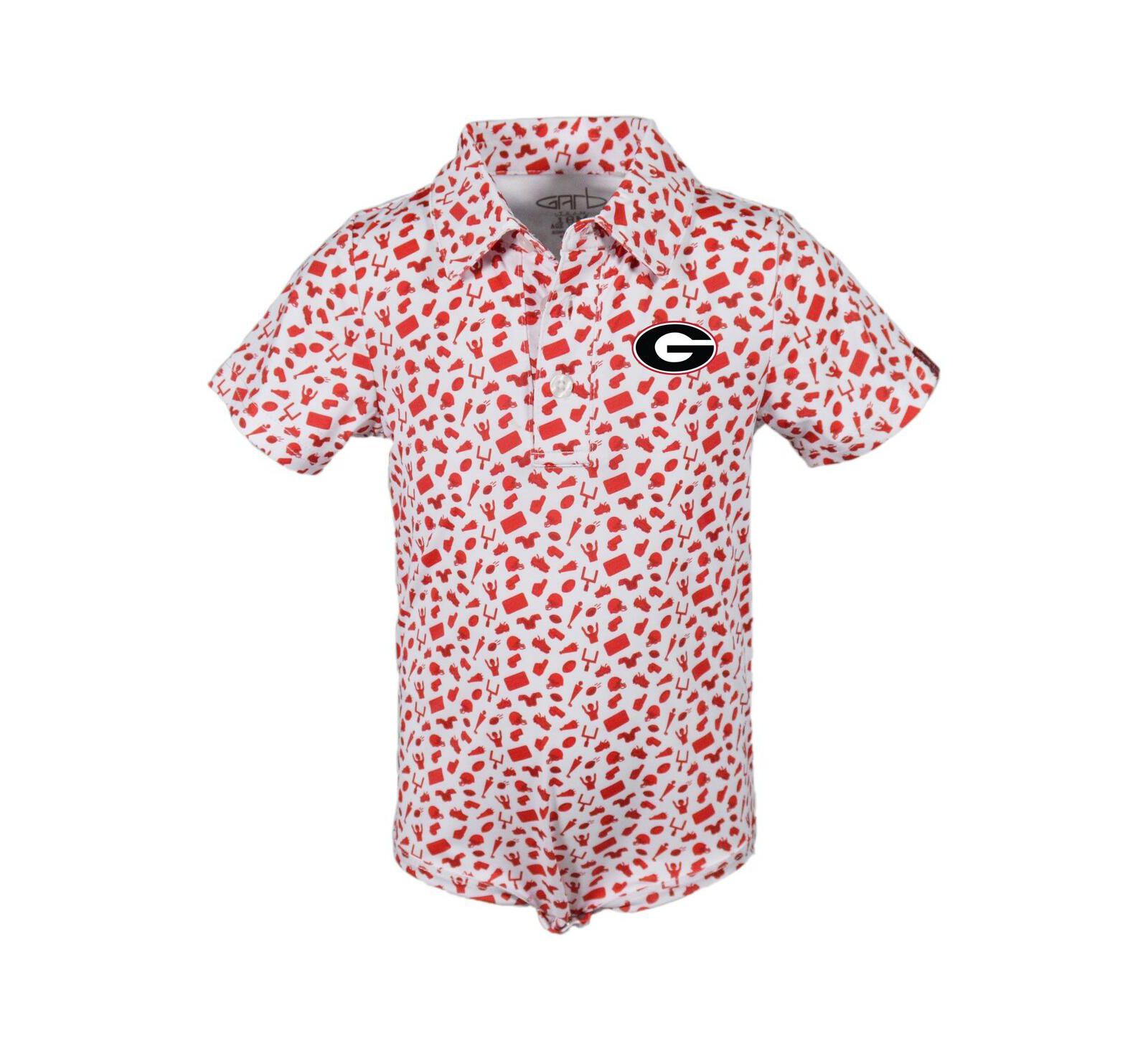 Детский боди Garb Red Georgia Bulldogs Tom Allover Print Performance Polo Bodysuit для мальчиков и девочек
