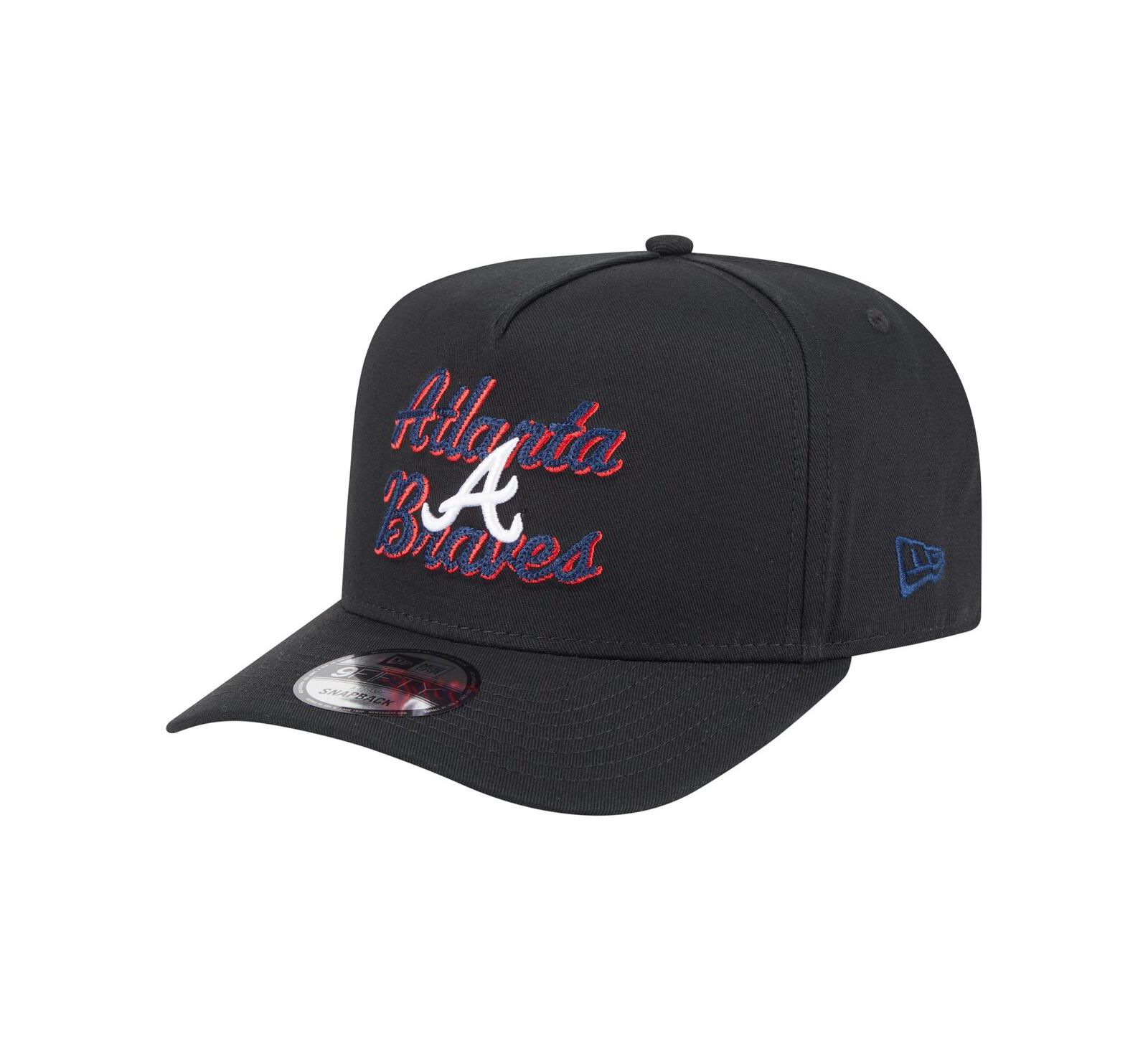 Кепка New Era Men's Black Atlanta Braves Chainstitch 9FIFTY A-Frame Snapback Hat