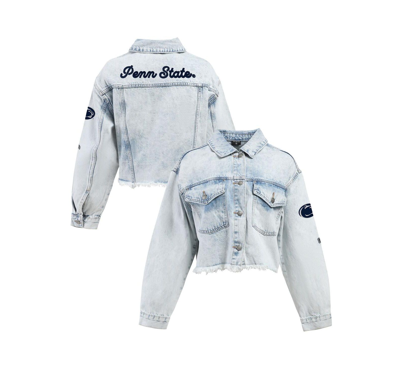 Женская джинсовая куртка Hype and Vice Penn State Nittany Lions Light Wash Cropped Button-Up