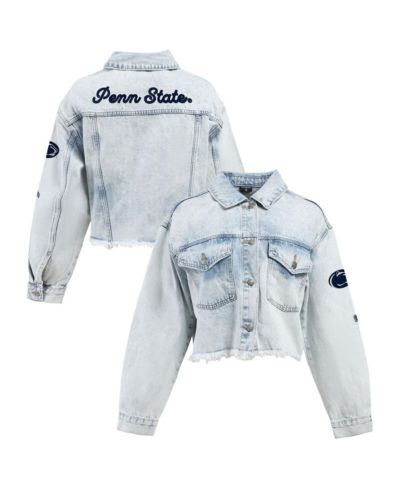 Женская джинсовая куртка Hype and Vice Penn State Nittany Lions Light Wash Cropped Button-Up