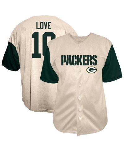 Мужская рубашка Fanatics Jordan Love Cream Green Bay Packers Baseball Button-Up