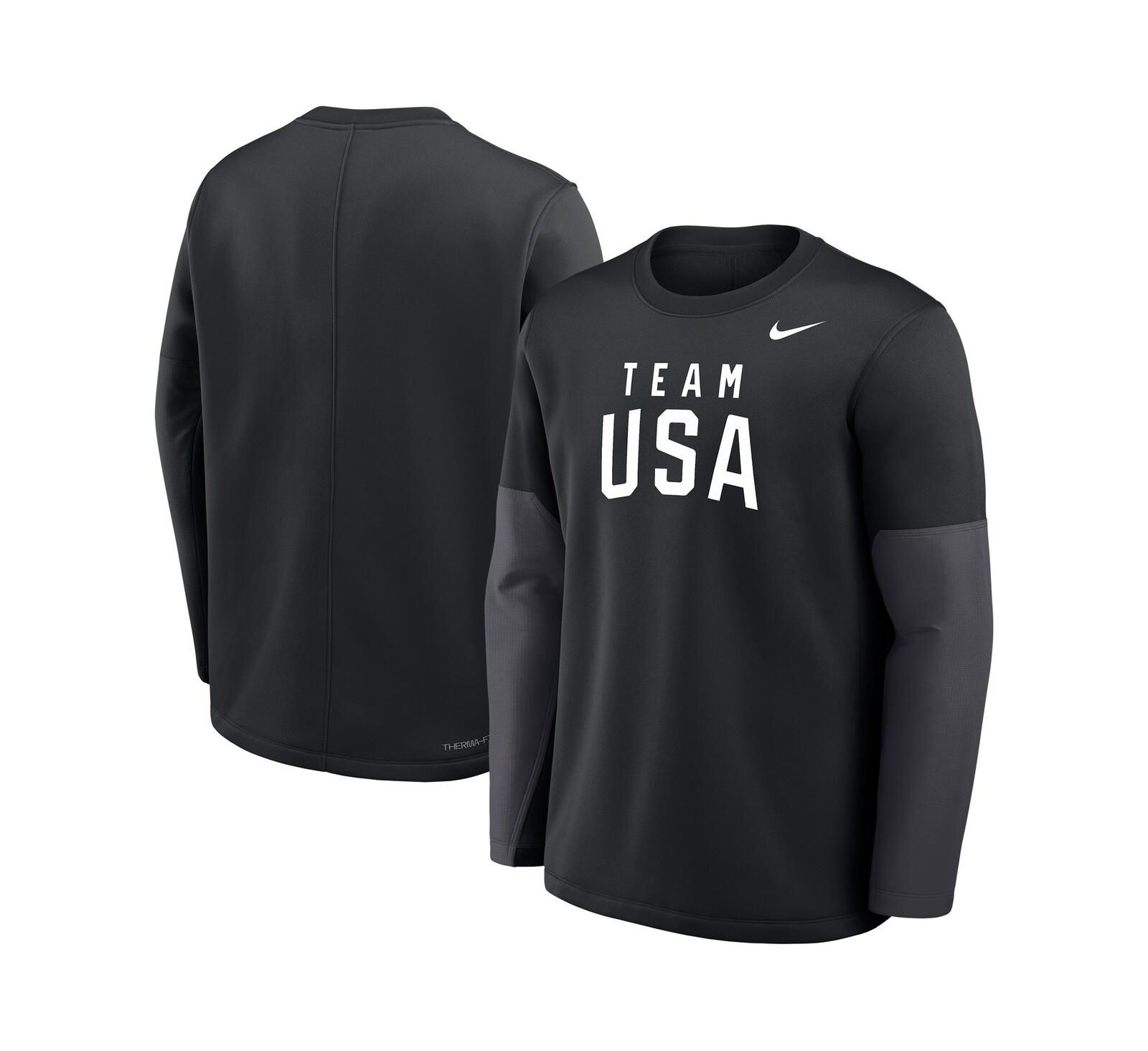 Мужская футболка Nike Team USA Coaches Therma-FIT Black Long Sleeve