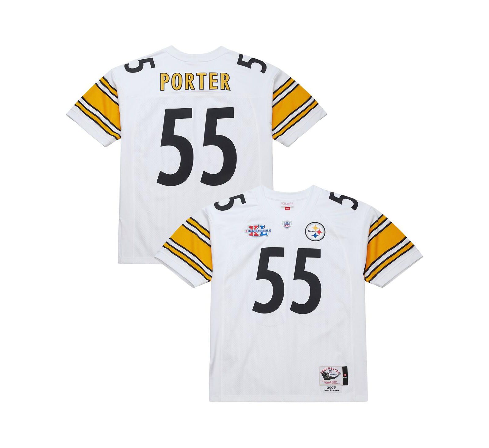 Мужская джерси Mitchell & Ness Joey Porter White Pittsburgh Steelers 2005 Authentic Throwback Retired Player