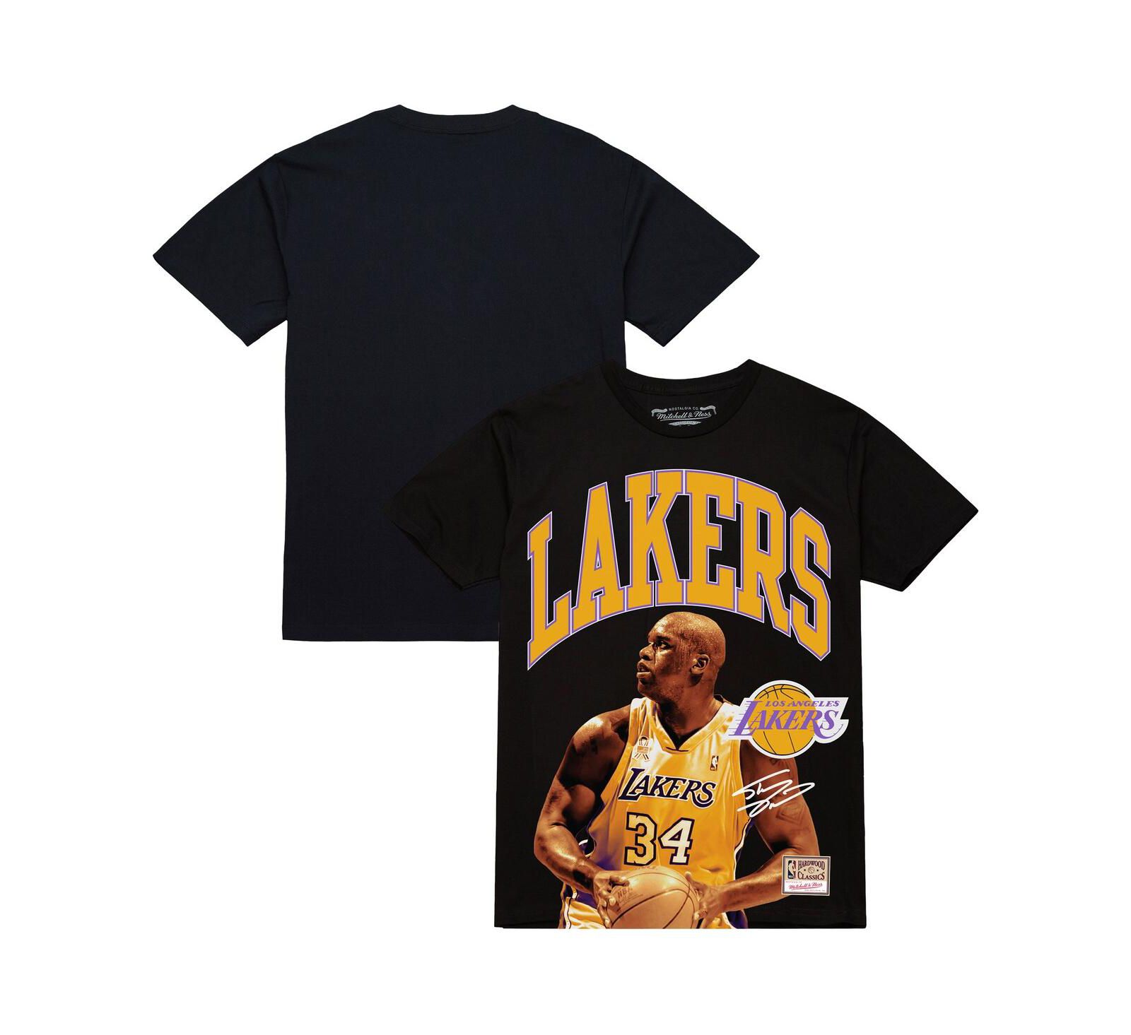 Mitchell & Ness Men's Shaquille O'Neal Black Los Angeles Lakers Hardwood Classics Player Arch T-Shirt