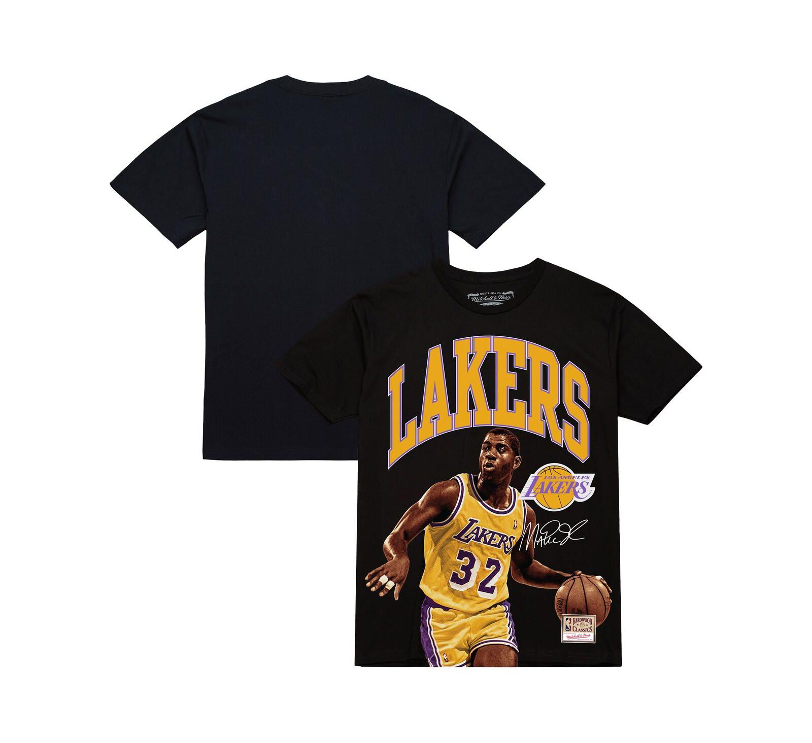 Mitchell & Ness Men's Magic Johnson Black Los Angeles Lakers Hardwood Classics Player Arch T-Shirt