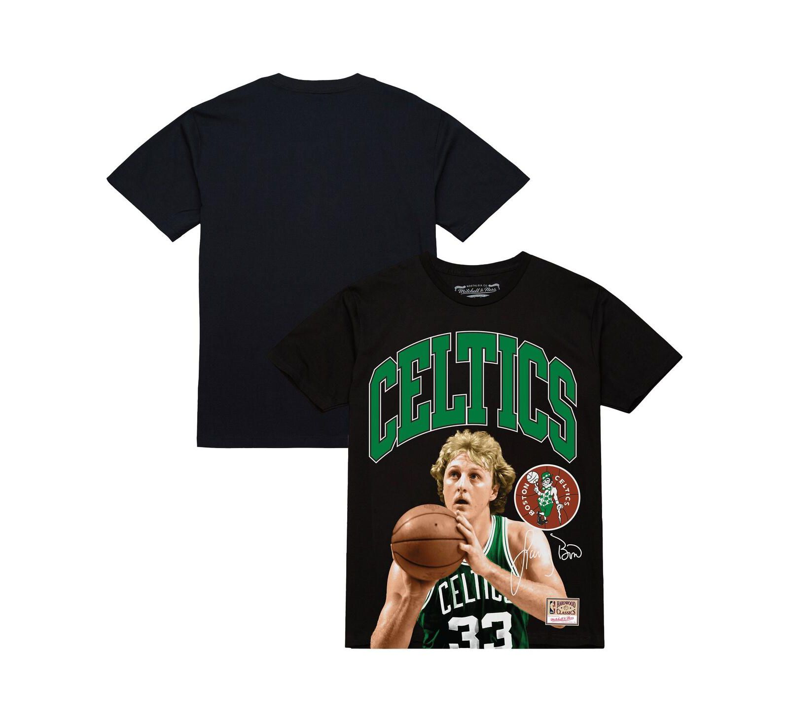 Mitchell & Ness Men's Larry Bird Black Boston Celtics Hardwood Classics Player Arch T-Shirt