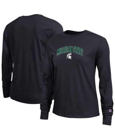 Champion женская футболка Long Sleeve Black Michigan State Spartans Arch Over Logo