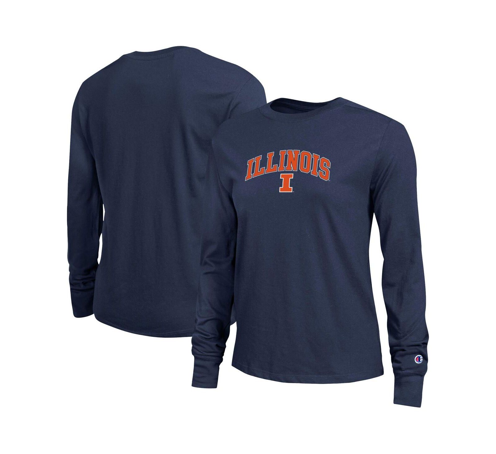 Champion Women's Navy Illinois Fighting Illini Arch Over Logo Long Sleeve T-Shirt
