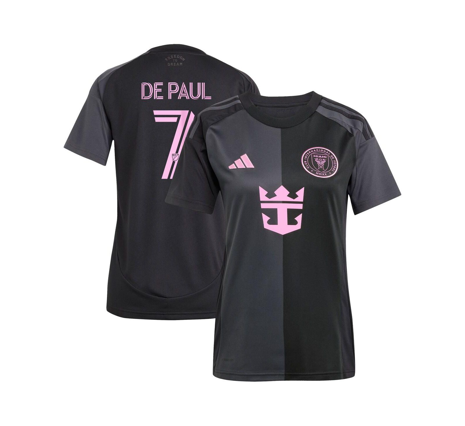 Adidas Women's Rodrigo De Paul Black Inter Miami CF 2025 The Fortitude Kit Replica Player Jersey