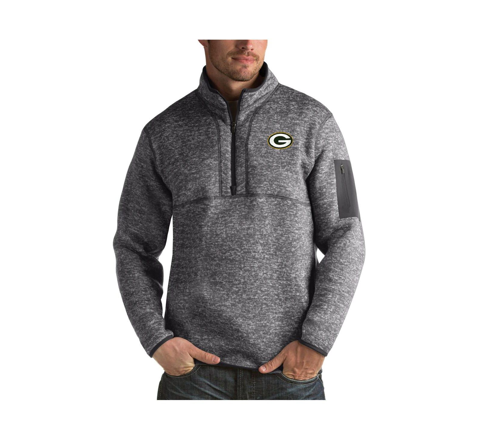 Antigua Мужская толстовка-свитшот Quarter-Zip Pullover Green Bay Packers Fortune Big & Tall