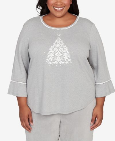 Трикотажный топ Alfred Dunner Plus Size Stockbridge Christmas Tree