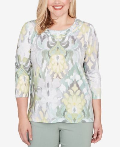 Женский джемпер Alfred Dunner Plus Size Stockbridge Ikat Medallion Pattern Soft Knit