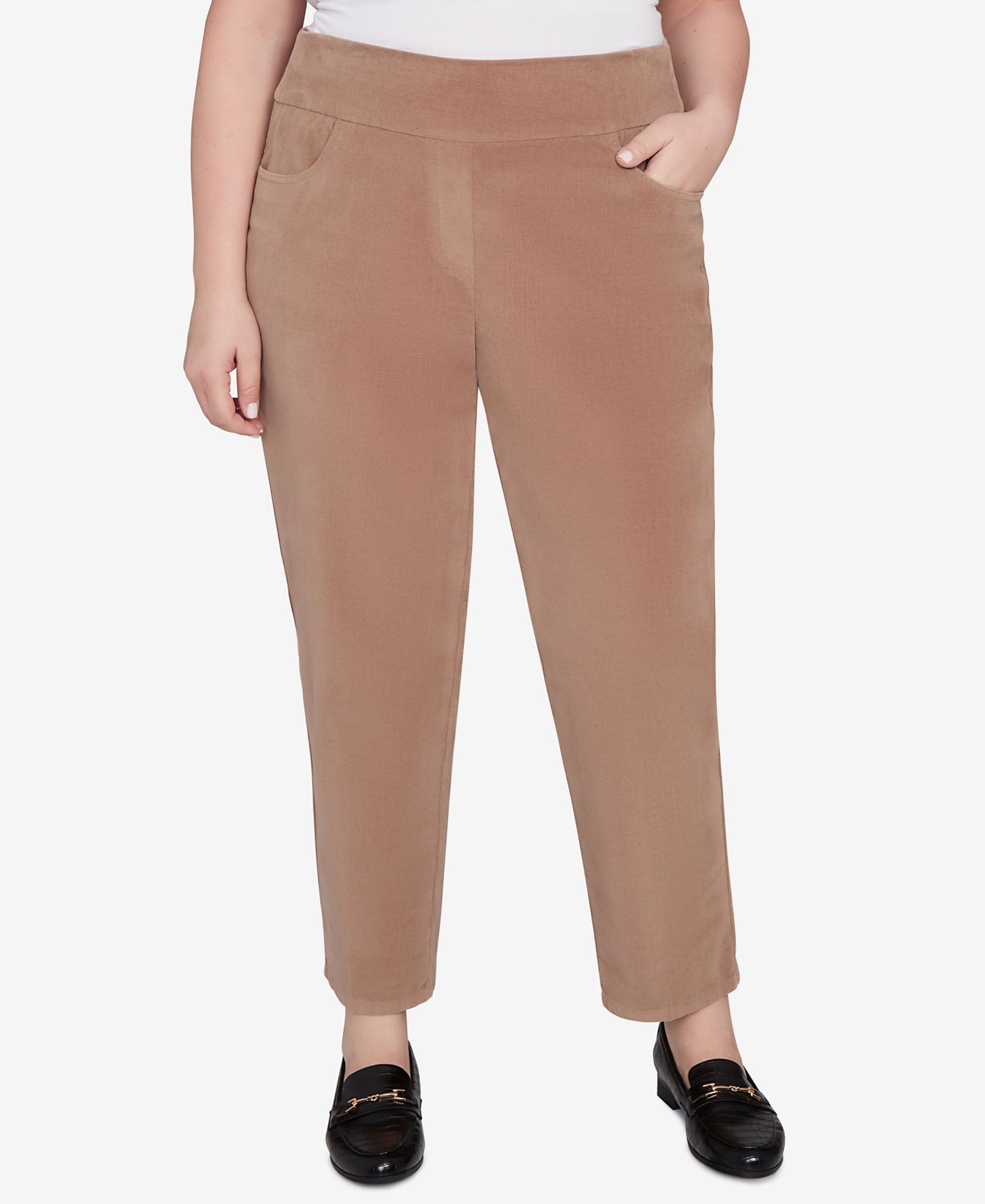 Alfred Dunner Plus Size Vienna Allure Fit Flat Front Corduroy Short Length Pant
