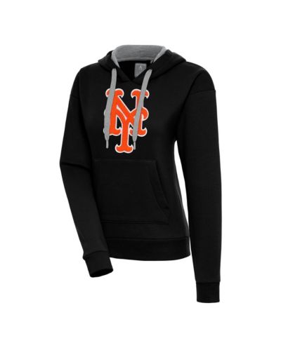 Antigua Women's Black New York Mets Victory Pullover Hoodie