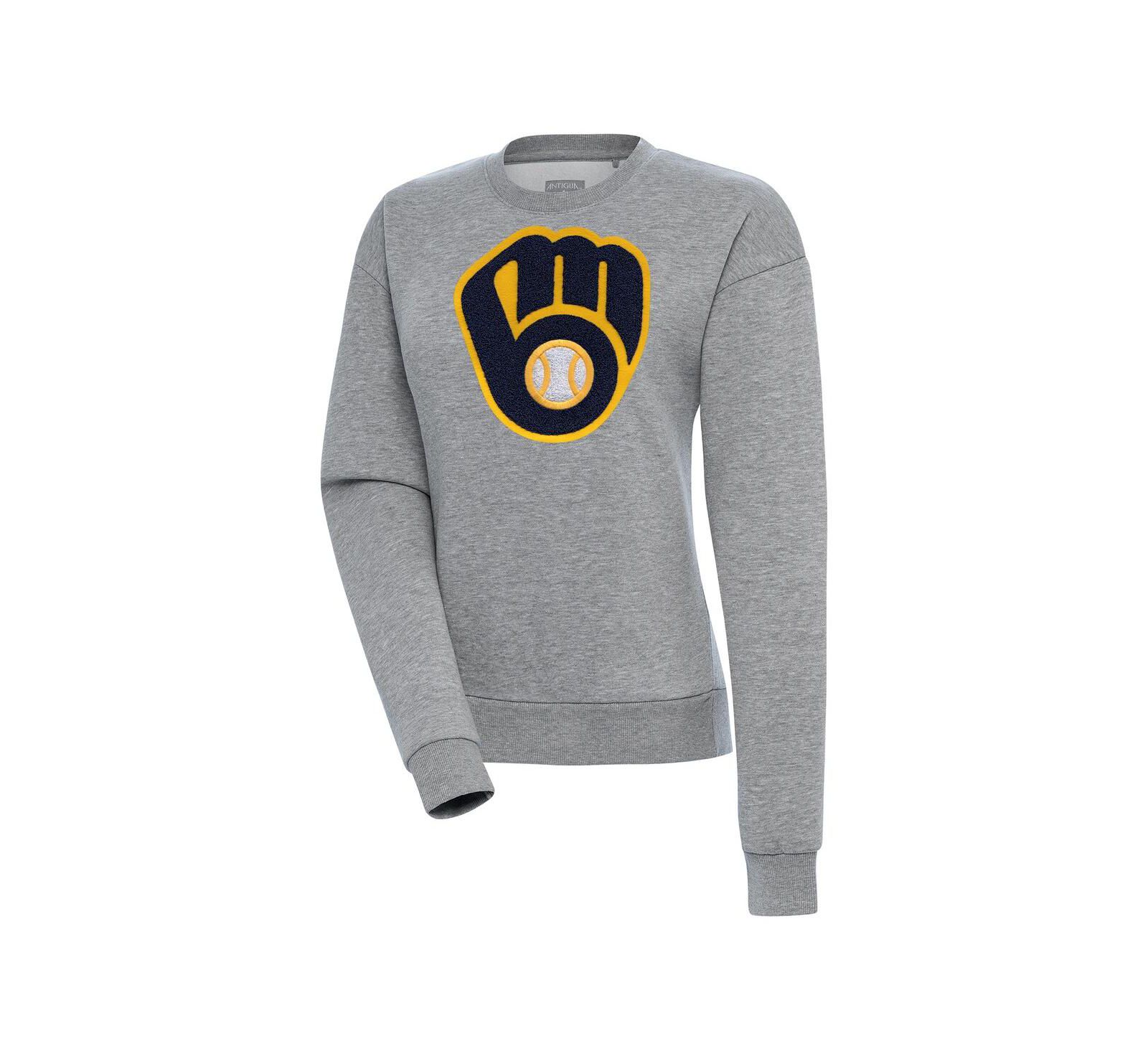 Женская толстовка Antigua Milwaukee Brewers Victory Chenille Pullover, серая меланж