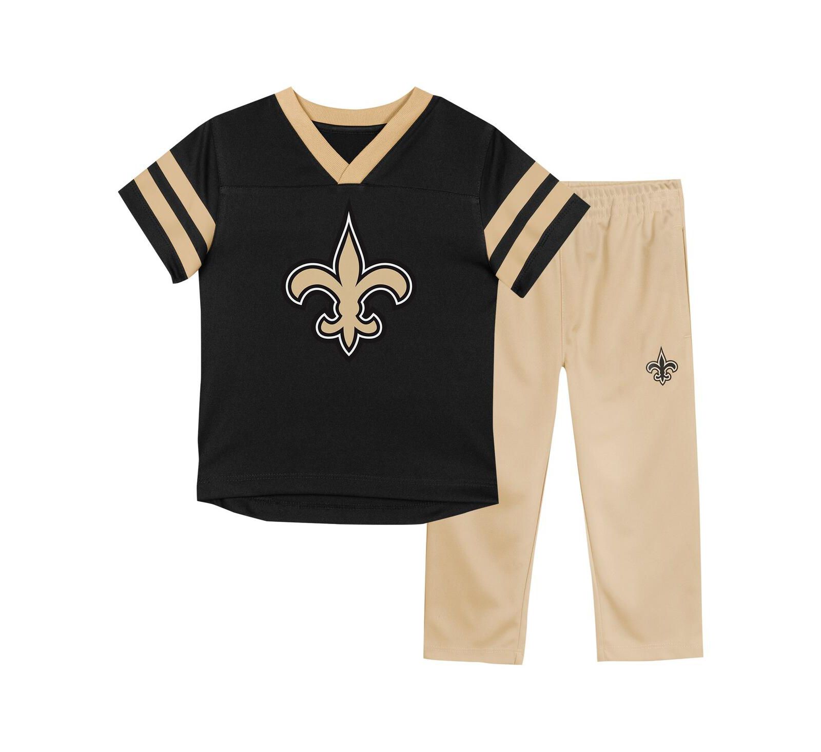 Детский комплект из футболки и брюк Outerstuff 2-piece Black/Vegas Gold New Orleans Saints Red Zone V-Neck