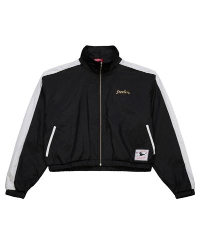 Mitchell & Ness Женский черный Nike Pittsburgh Steelers Nylon Cropped Full-Zip Jacket