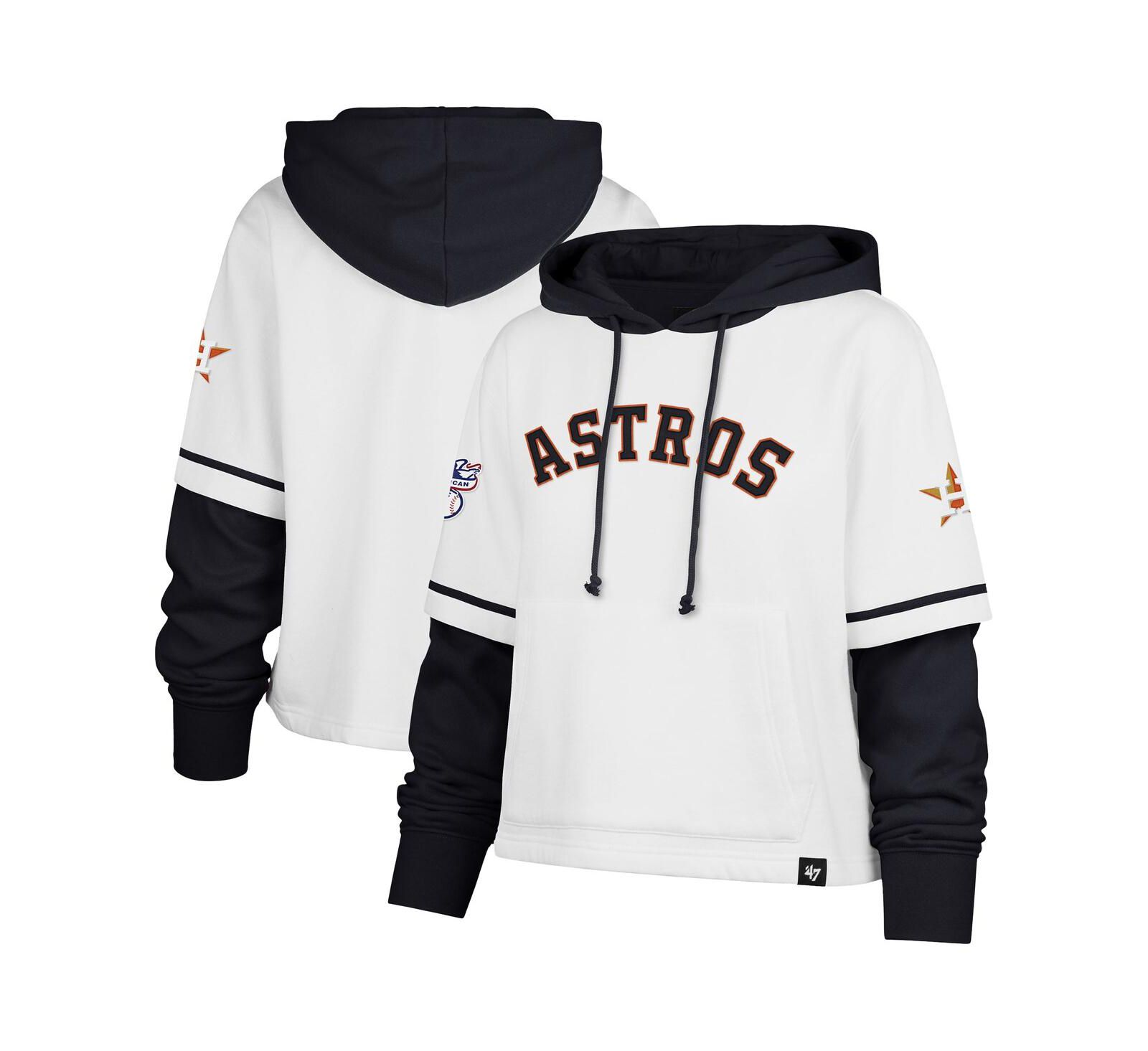Женское укороченное худи '47 Brand White Houston Astros Trifecta Shortstop Cropped Pullover