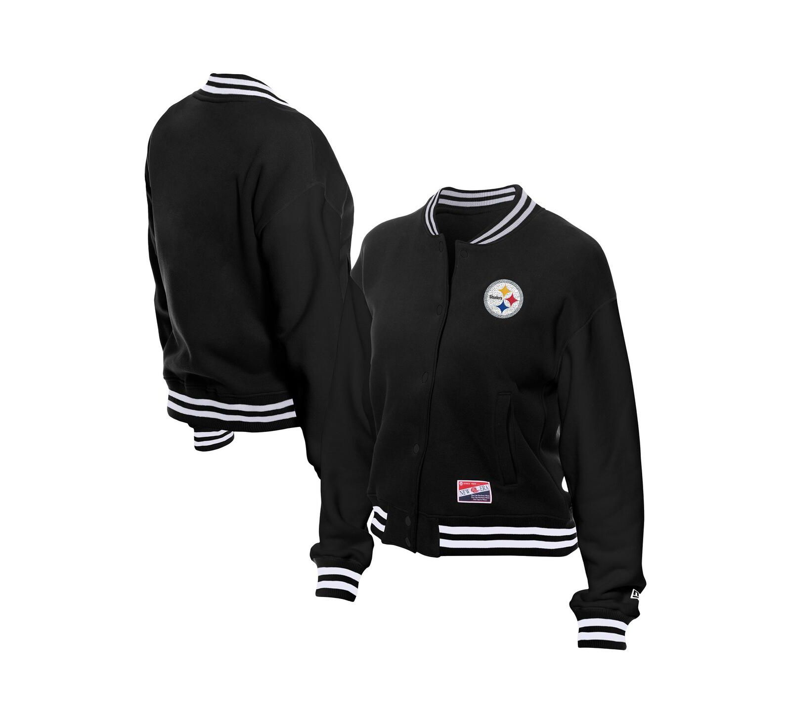 New Era Женская черная флисовая куртка Pittsburgh Steelers Throwback Full-Snap