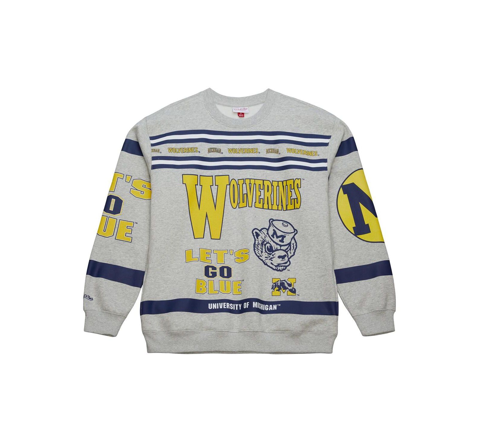 Мужской свитшот Mitchell & Ness Michigan Wolverines с принтом по всей поверхности
