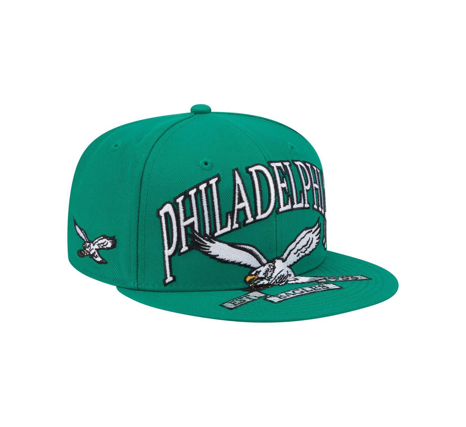 Мужская кепка New Era Philadelphia Eagles Throwback Oversized 59FIFTY, цвет Kelly Green