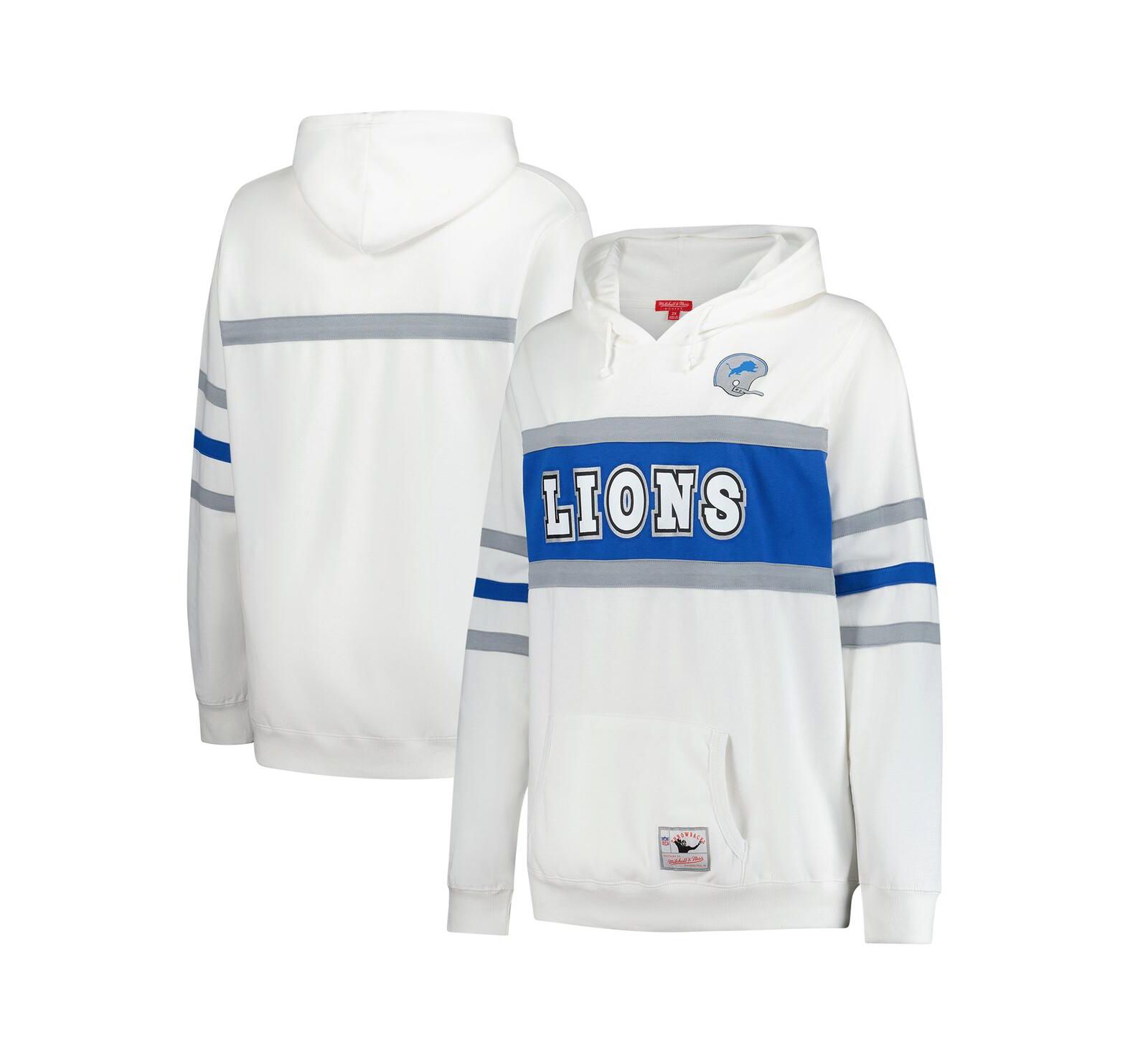 Женское свитшот-худи Mitchell & Ness White Detroit Lions Plus Size Head Coach Throwback