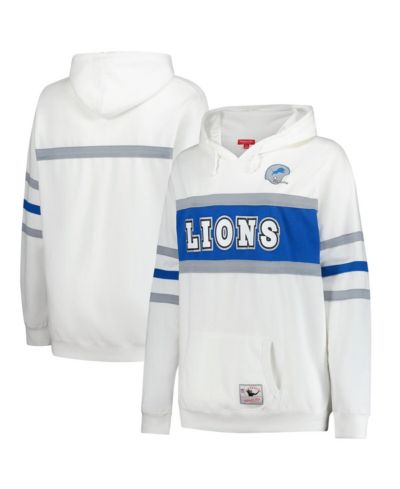 Женское свитшот-худи Mitchell & Ness White Detroit Lions Plus Size Head Coach Throwback