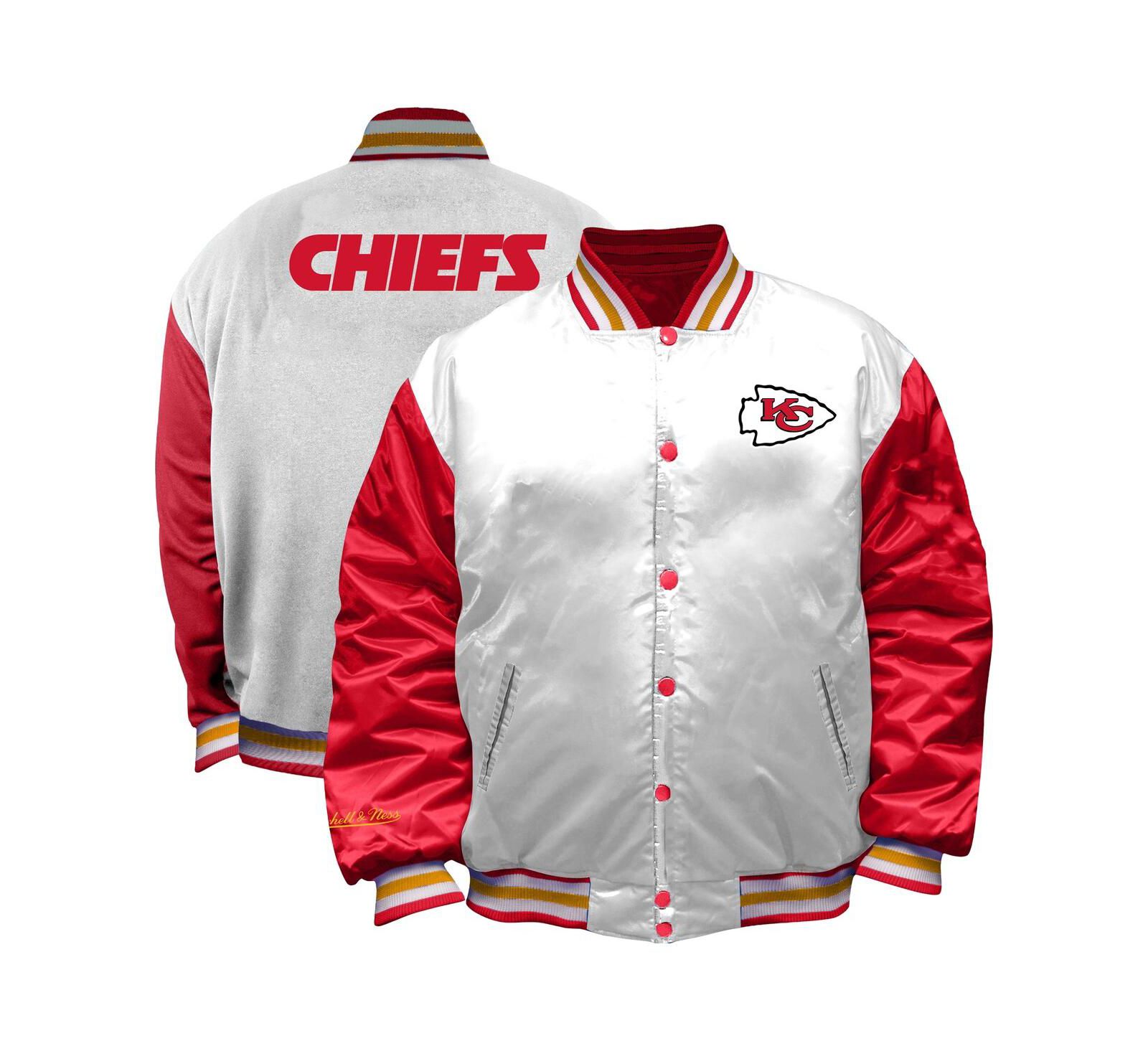 Mitchell & Ness Women's White Kansas City Chiefs Plus Size Full-Snap Satin Jacket